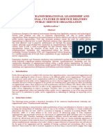 The Role of Transformational Leadership and Organizational Culture in Service Delivery Within A Public Service Organization