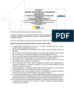 Actividad 7 PROBLEMAS RELACIONADOS CON ECUACIONES SIMULTANEAS