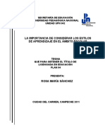 La Importancia de Considerar Los Estilos de Aprendizaje en El Ambito Escolar