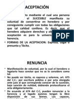 Aceptacion, Renuncia, Representación Sucesoria, Sucesion Testamentaria