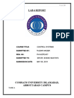 LAB 6 Report: Course Title: Control Systems