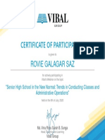 Certificate of Participation: Rovie Galagar Saz