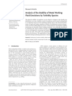 Analysis of The Stability of Metal Working Fluid Emulsions by Turbidity Spectra