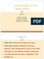 Cyber Laws in India-IT Act, 2000 2004: Group 7 Rahul Jimmy Roney George Shabnam Ekka Sheethal Joseph