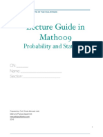 Lecture Guide in Math009: Probability and Statistics