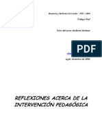 Reflexiones Acerca de La Intervención Pedagógica