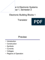 Computer & Electronic Systems Year 1, Semester 2 Electronic Building Blocks 1 Transistor