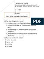 The Text Is For Question 1 and 2: Kementrian Agama Madrasah Tsanawiyah Negeri Filial Koya Barat