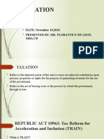 Taxation: DATE: November 10,2018 Presented By: Mr. Florante P. de Leon, Mba, CB