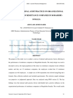 Effects of Internal Audit Practice On Organizational Performance of Remittance Companies in Modadishu-Somalia