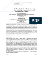 A Comparative Study On The Effects of Cloze Tests and Open-Ended Questions On Reading Comprehension of Iranian Intermediate EFL Learners