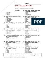 Quiz: Jobs and Occupations: Name: Date