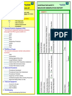 Contractor Safety Behavior Observation Checklist Contractor Safety Behavior Observation Report