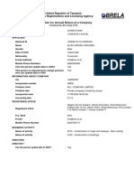 United Republic of Tanzania Business Registrations and Licensing Agency Application For Annual Return of A Company