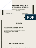 International Institute of Professional Studies: Presentation On Assignment Problem