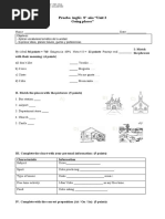 8° Año - Inglés - Prueba - Going Places