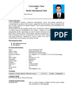 Curriculum Vitae of Sheik Mohammad Zalil: Career Objective