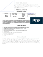 Physical Science Semester 2 - Physics: Course-Level Syllabus