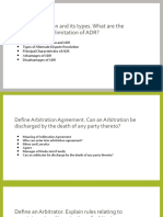 Define Arbitration and Its Types. What Are The Advantages and Limitation of ADR?