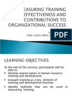 Measuring Training Effectiveness and Contributions To Organizational Success