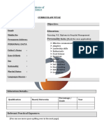 CV - Format For MBA or PGDM