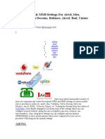 Manual GPRS & MMS Settings For Airtel, Idea, Vodafone, Tata Docomo, Reliance, Aircel, BSNL, Uninor and Videocon