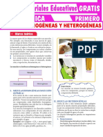 Mezclas Homogéneas y Heterogéneas para Primer Grado de Secundaria