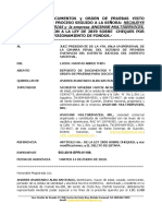 ORDEN DE PRUEBAS, Ley de Cheques, EL CALVO vs. VANESSA MATOS