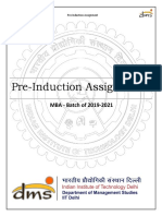 Pre-Induction Assignment: MBA - Batch of 2019-2021