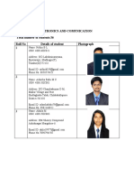 Department: Electronics and Comunication Total Number of Students:36 Roll No Details of Student Photograph