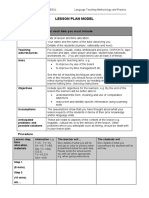 Lesson Plan Model: Initial Page Item For Each Item You Must Include