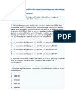 Ejercicios de Auto Evaluación Curso Propedéutico de Matemática