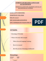 Assignment of Second Language Accquisition: Topic: Diversity in Language Learning and Sla in Multilingual Context