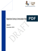 Rajasthan Startup & Innovation Policy 2019 (DRAFT)