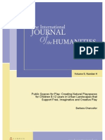 Public Spaces For Play Creating Natural Playspaces For Children 8-12 Years in Urban Landscapes That Support Free, Imaginativie and Creative Play