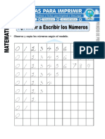 Ficha de Aprendiendo A Escribir Los Números para Primero de Primaria PDF