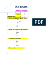 Mid Term Exam Answer Sheet: Name