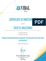 Certificate of Participation: Dave M. Magcawas