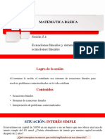 Matemática Básica: Sesión 5.1 Ecuaciones Lineales y Sistemas de Ecuaciones Lineales