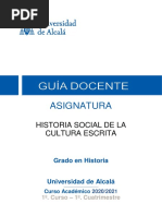 Asignatura: Historia Social de La Cultura Escrita