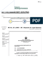 MC No. 15 s.2003 - RE - Requests For Legal Opinions - Securities and Exchange Commission