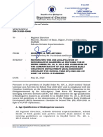 Reiteration of Age Qualification For Kindergatern and Administration of ECD