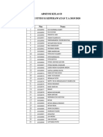 Absensi Kelas B Program Studi S1 Keperawatan T.A 2019/2020: No Nim Nama