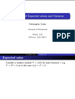 Properties of Expected Values and Variance: Christopher Croke