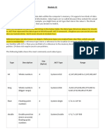 Data Types: Type Description Size (Bytes) Range