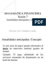 Anualidades o Rentas Anticipadas y Diferidas Sesión 7 Matefin Adm 20201