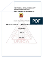 Universidad Nacional "San Luis Gonzaga": Metodologia de La Investigacion Ii (Tesis)