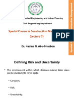 Special Course in Construction Management (Lecture 7) : Dr. Nadine N. Abu-Shaaban