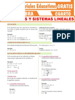 Ecuaciones y Sistemas Lineales para Cuarto Grado de Secundaria