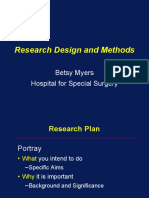 Research Design and Methods: Betsy Myers Hospital For Special Surgery